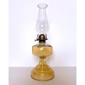 Vintage P&A Eagle Amber Glass Kerosene Oil Lamp 18" Hurricane Lighting